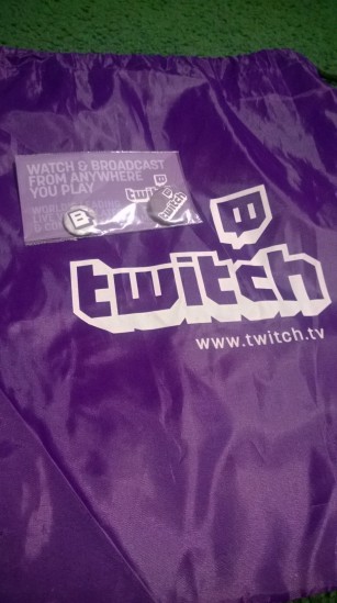 The #Exclusive Twitch bag and buttons. Only 50 were available each day